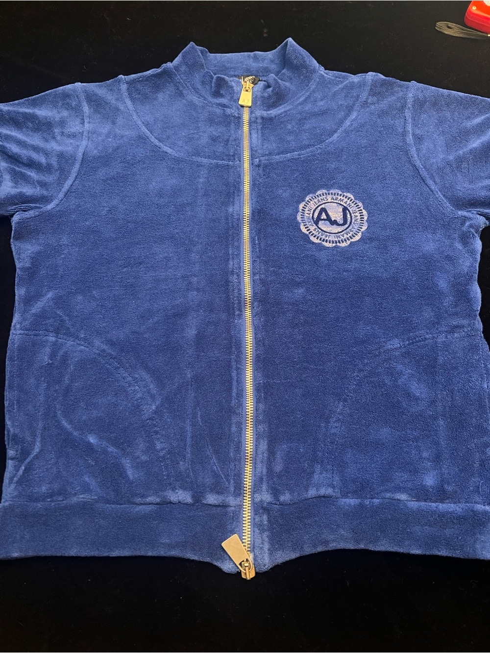 VINTAGE Armani J. Zipped short sleeve towell fabric jacket, made in ITALY 🇮🇹
